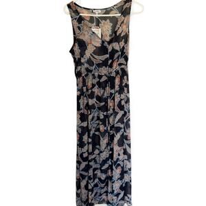 NWT Sheer Love Life Black Floral Maxi Summer Cover-Up Sleeveless Dress Summer